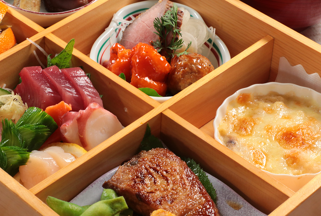 旬の食材を活かした和洋折衷料理～　松花堂弁当スタイルでお部屋食　～